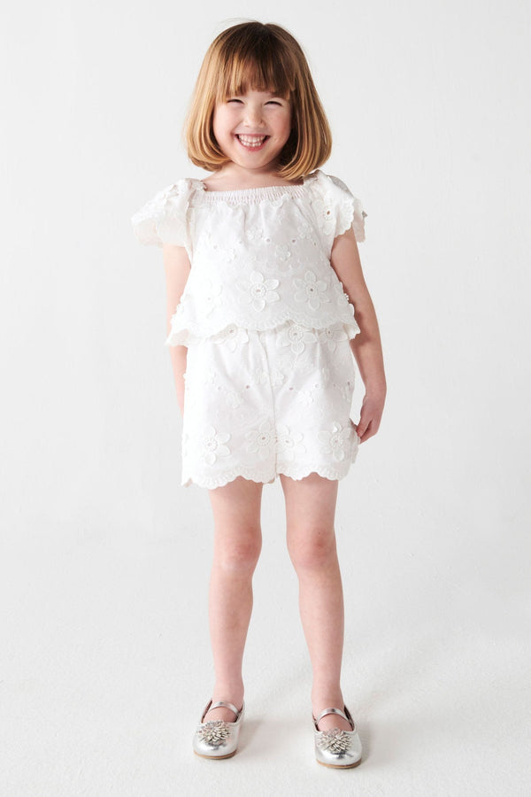 River Island Mini Girls White Broderie Bardot Playsuit