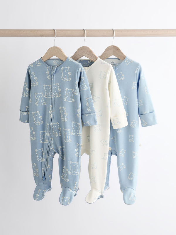 Blue Baby Sleepsuits 3 Pack (0-2yrs)