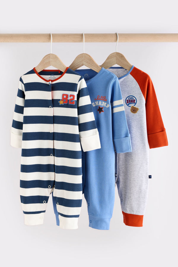 Bright Baby Printed Sleepsuits 3 Pack (0mths-3yrs)