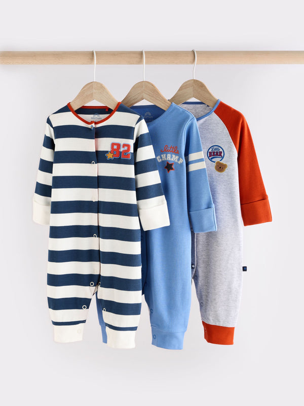 Bright Baby Footless Sleepsuits 3 Pack (0mths-3yrs)