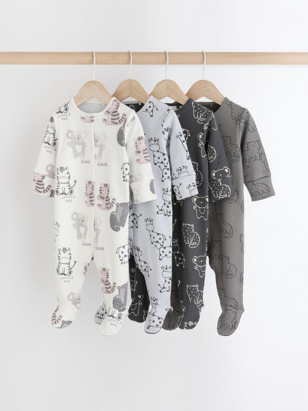 Black/White Baby 100% Cotton Sleepsuits 4 Pack (0mths-2yrs)