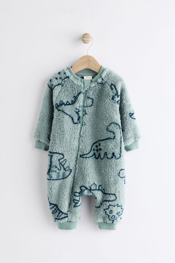 Teal Blue Character Baby Fleece Sleepsuit