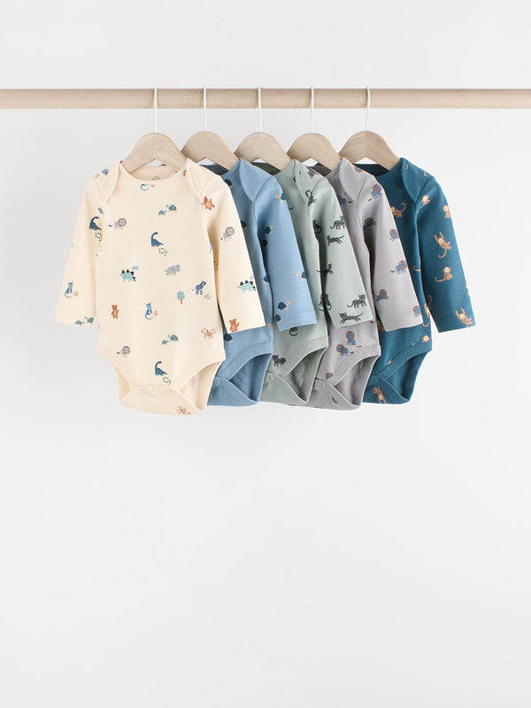 Teal Blue 5 Pack Baby Bodysuits