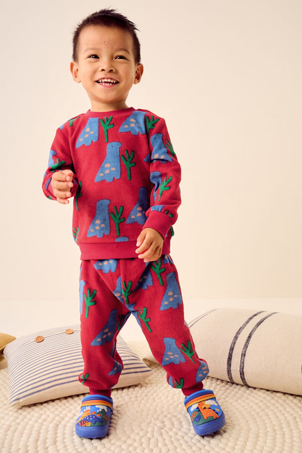 Red Dinosaur Single Soft Touch Fleece With Elastane Pyjamas (9mths-12yrs)