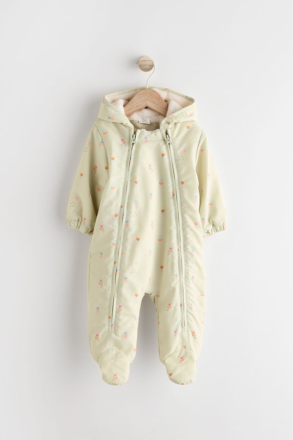 Sage Green Ditsy Baby Packable All-In-One Pramsuit (0mths-2yrs)