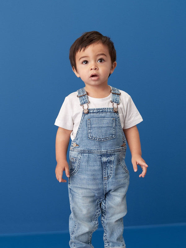 Light Blue 100% Cotton Denim Dungarees (3mths-7yrs)