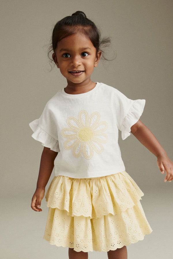 Lemon Yellow 100% Cotton Skirt and T-Shirt Set (3mths-7yrs)