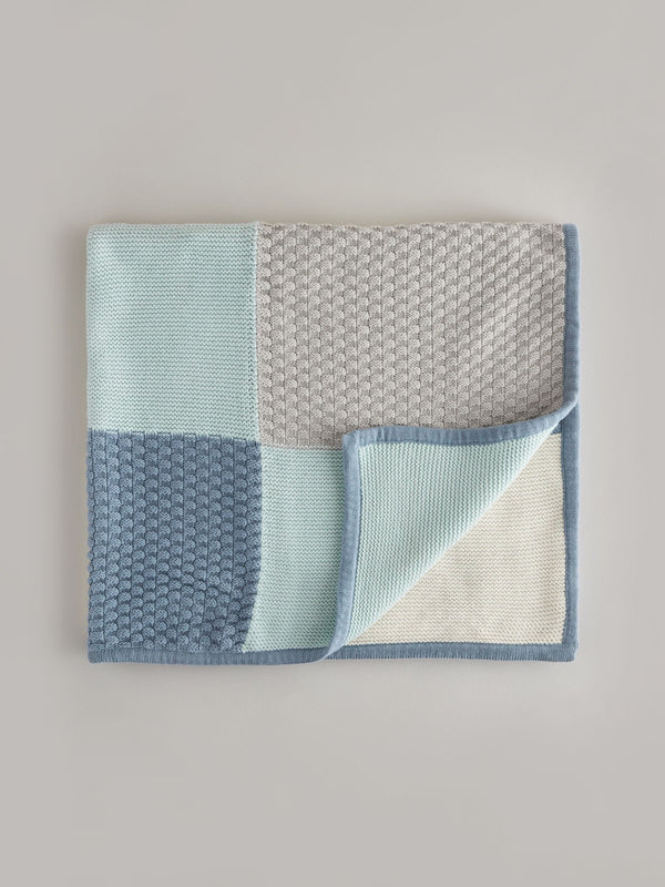 Blue Patchwork 100% Cotton Baby Blanket