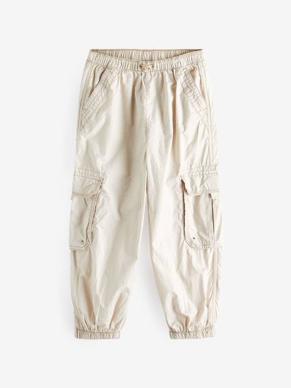 Stone 100% Cotton Parachute Cargo Trousers (3-16yrs)