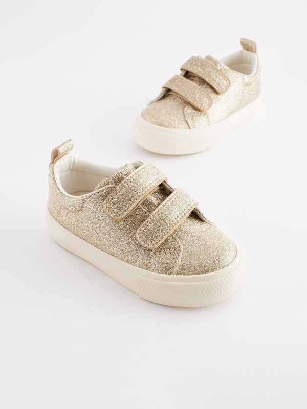 Gold Glitter Standard Fit (F) Chunky Trainers With Touch Fastening