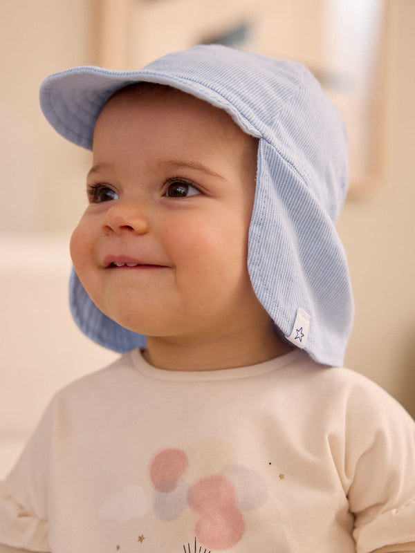 Blue Reversible Legionnaire Baby Hat (0mths-2yrs)