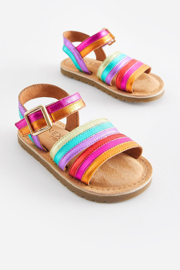 Multi Leather Stripe Sandals