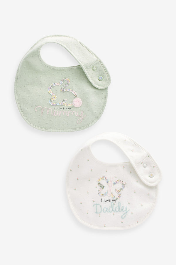 Sage Green Mum/Dad Baby Bibs 2 Pack (immediate)