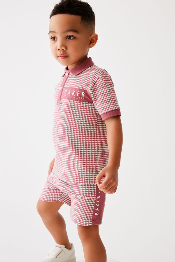 Pink Baker by Ted Baker Textured Polo Shirt and Short Set