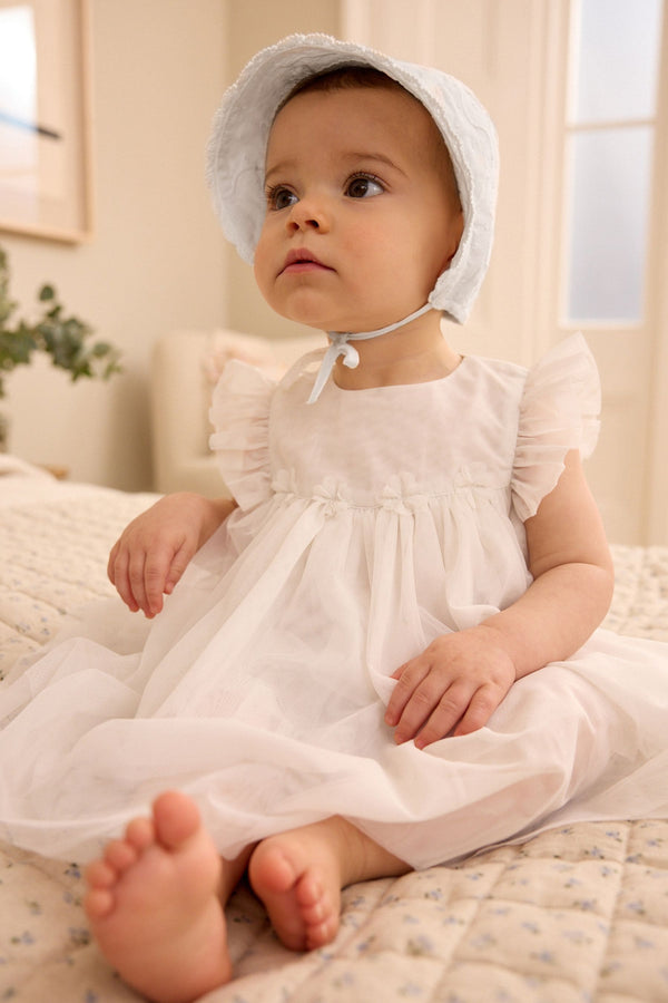 White Occasion Baby Bonnet Hat (0-18mths)