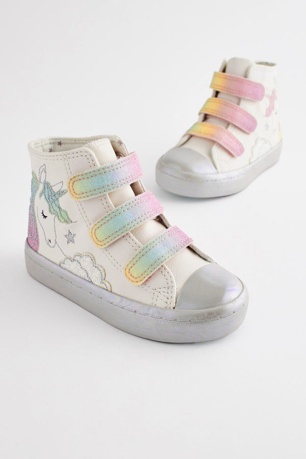 White Unicorn Glitter High Top Trainers