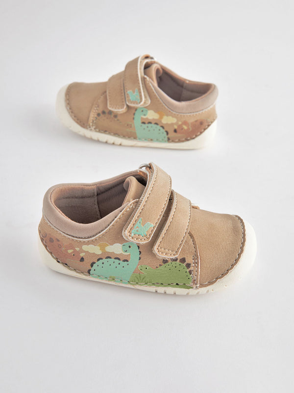 Neutral Dinosaur Scene Standard Fit (F) Crawler Shoes
