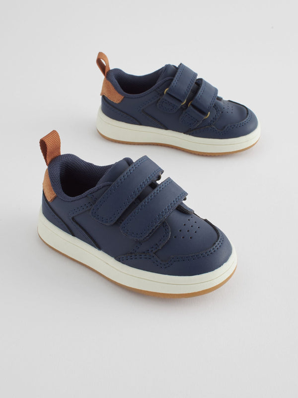 Navy Standard Fit (F) Baby Touch Fastening Leather First Walker Shoes