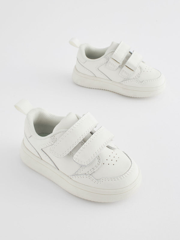 White Wide Fit (G) Baby Touch Fastening Leather First Walker Shoes