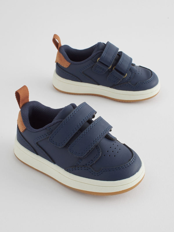 Navy Wide Fit (G) Baby Touch Fastening Leather First Walker Shoes