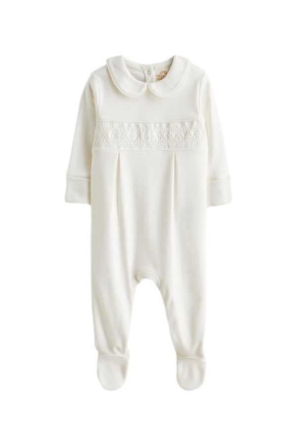 Cream Embroidered Occasion Baby Sleepsuit (0mths-2yrs)