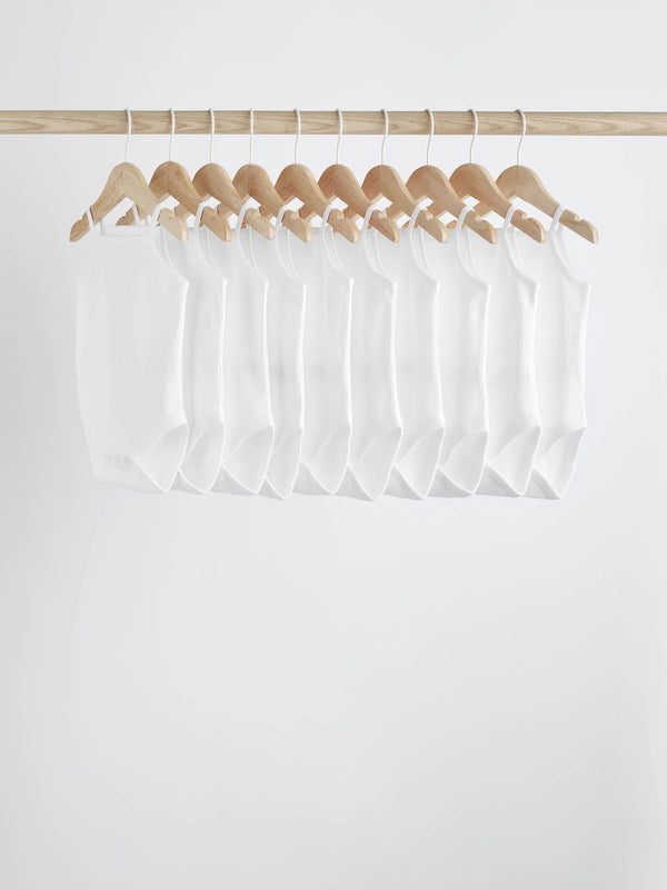 White 10 Pack Baby Strappy Bodysuits