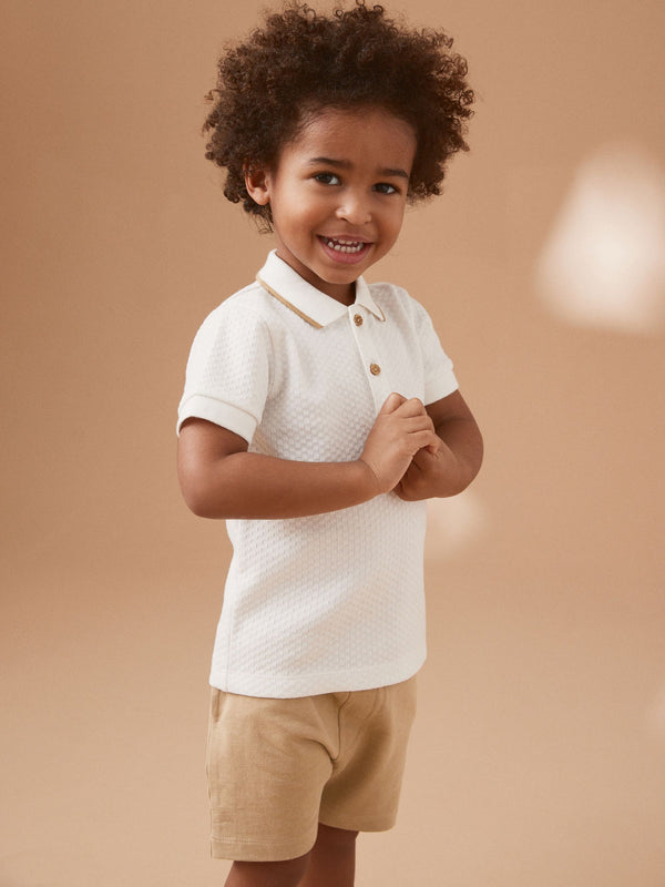 Neutral Short Sleeve Polo and Shorts Set (3mths-7yrs)