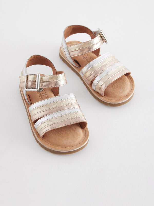 Gold Standard Fit (F) Leather Stripe Sandals