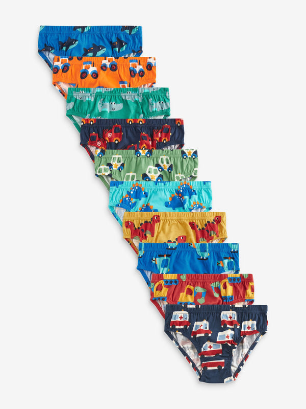 Bright Primary Print Briefs 10 Pack (1.5-10yrs)
