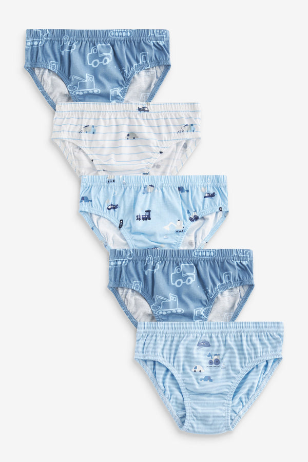 Blue Vehicle Print Briefs 5 Pack (1.5-10yrs)