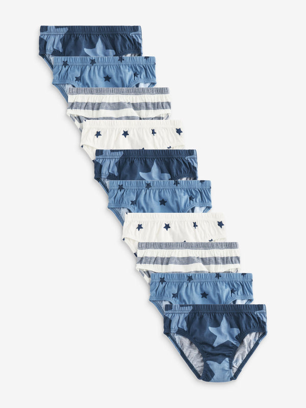 Blue Stars and Stripes Briefs 10 Pack (1.5-10yrs)