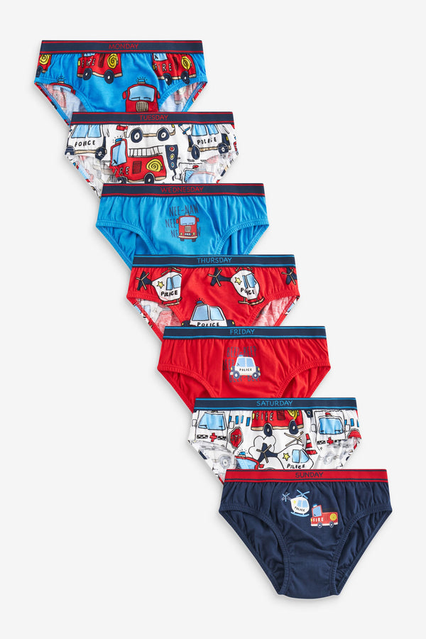 Emergency Vehicle Print Briefs 7 Pack (1.5-8yrs)