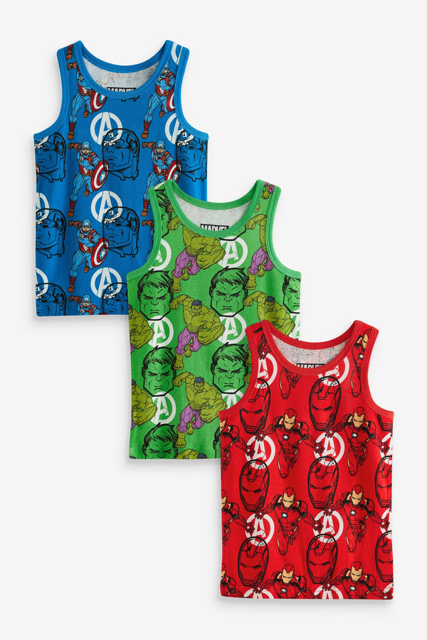 Marvel License 100% Cotton Vests 3 Pack (1.5-12yrs)