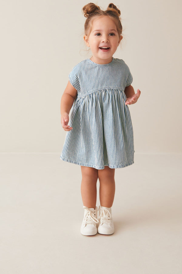 Blue Stripe Boxy Cotton Dress (3mths-7yrs)