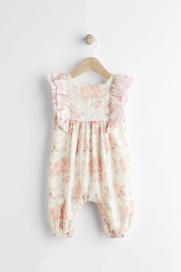 Pink Floral Baby Woven Jumpsuit (0mths-2yrs)