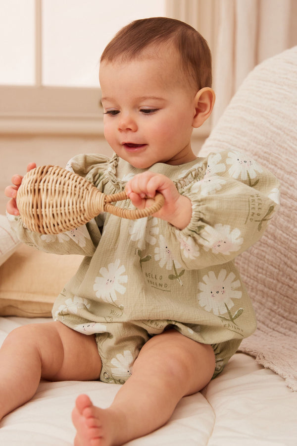 Sage Green Baby Bloomer Romper (immediate)