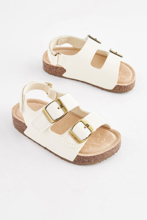 White Corkbed Two Strap Sandals