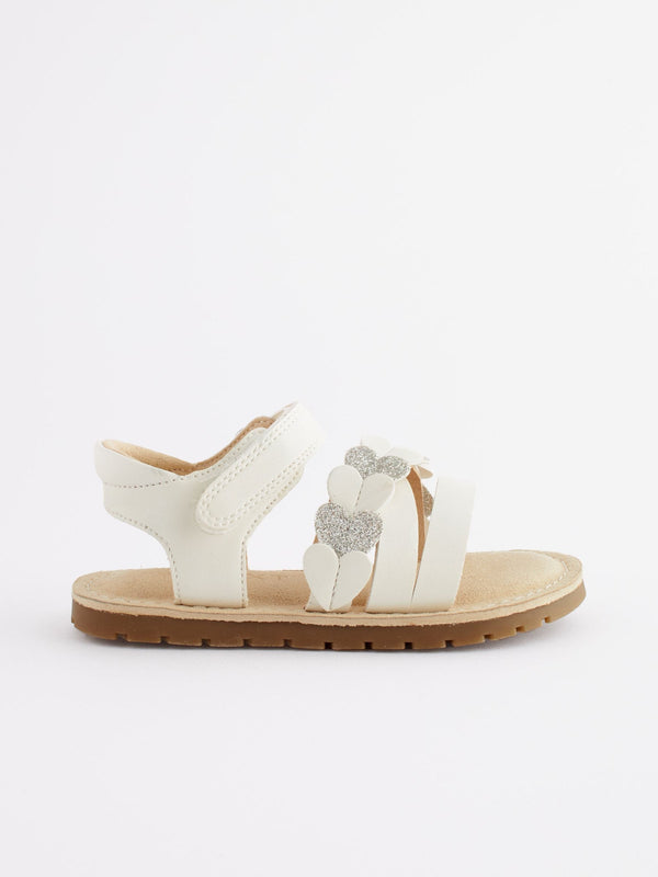 White Standard Fit (F) Touch Fastening Corkbed Sandals
