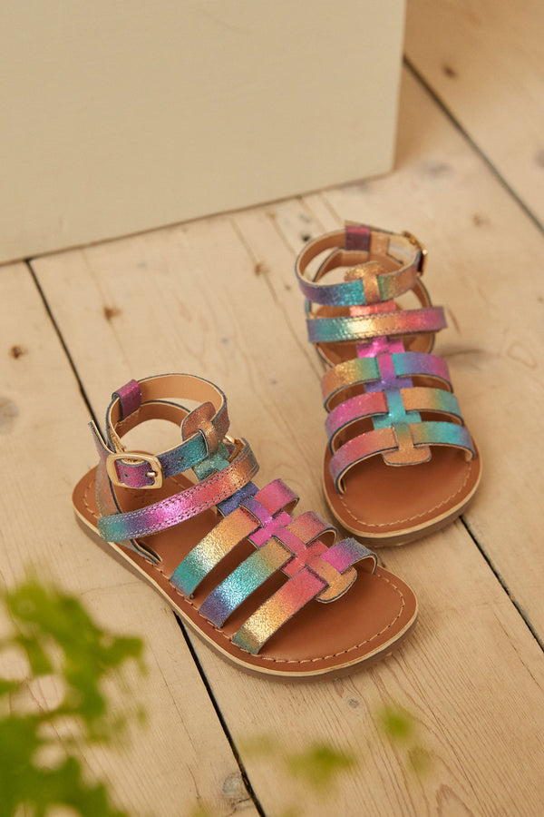 Rainbow Leather Gladiator Sandals