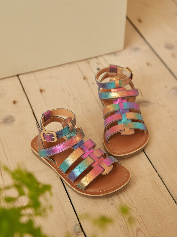 Rainbow Leather Gladiator Sandals