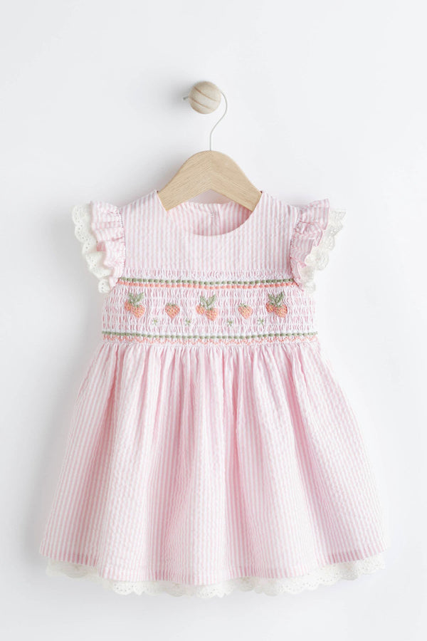 Pink Stripe Baby Dress (0mths-2yrs)