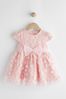Pink 3D Flowers Baby Occasion Dress (0mths-2yrs)