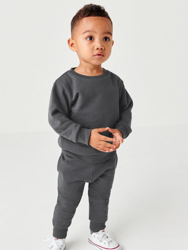 Grey Charcoal Plain Jersey Sweatshirt and Joggers Set (3mths-7yrs)
