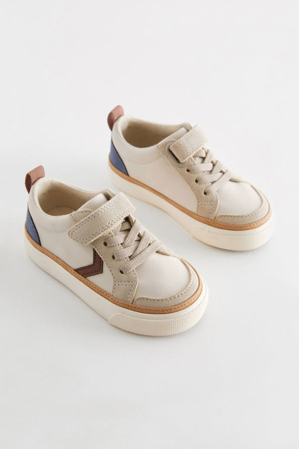 Neutral Beige Touch Fastening Chevron Trainers