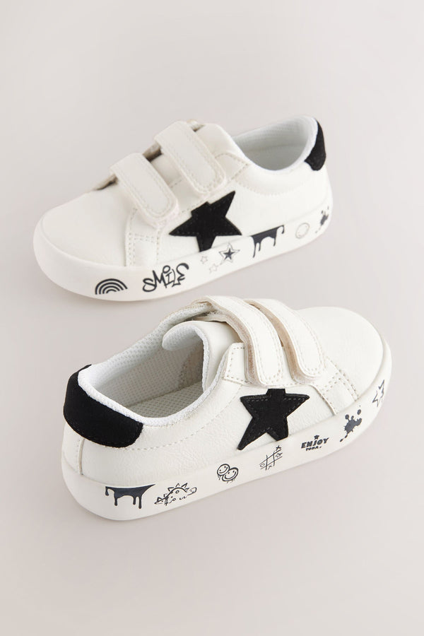 Black/White Standard Fit (F) Star Touch Fastening Trainers