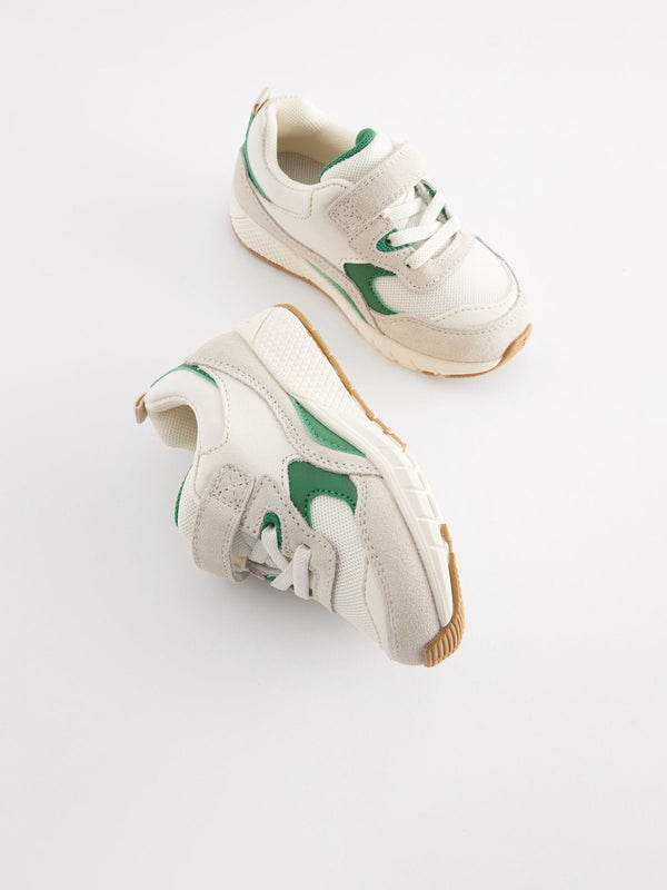 White/Green Elastic Lace Trainers