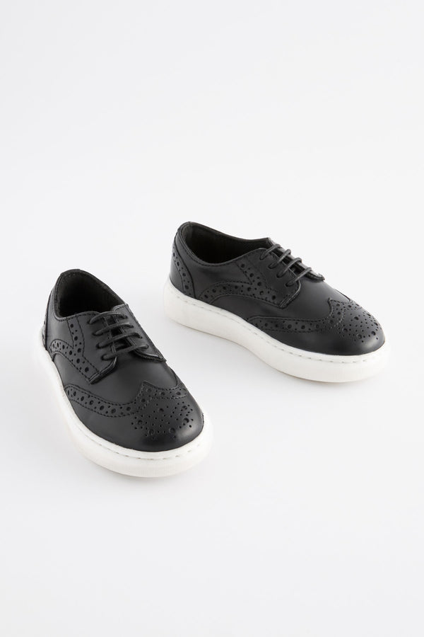 Black Brogue Smart Leather Lace-Up Shoes