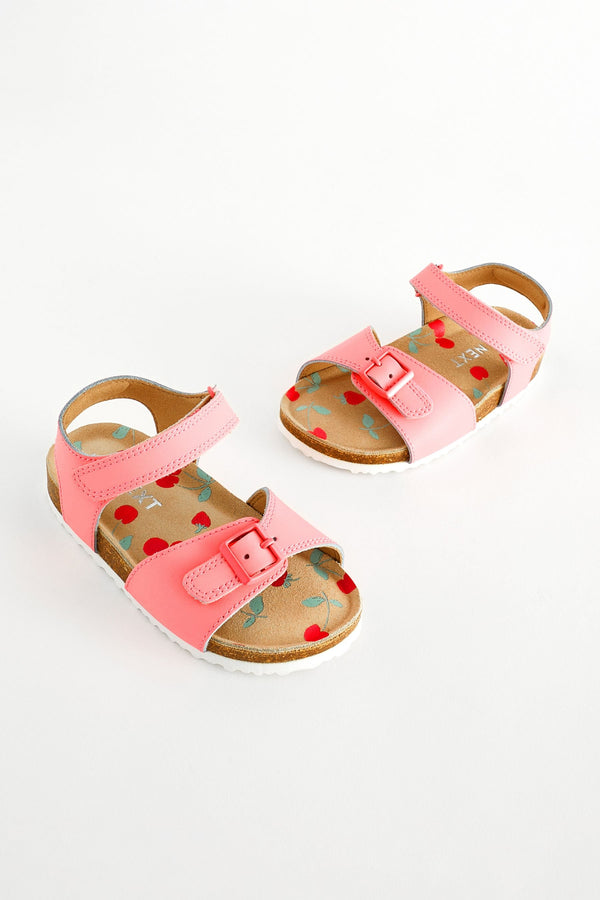 Neon Pink Corkbed Buckle Sandals