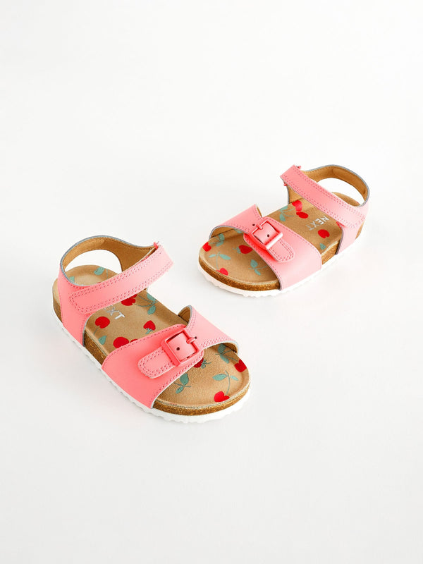 Neon Pink Corkbed Buckle Sandals