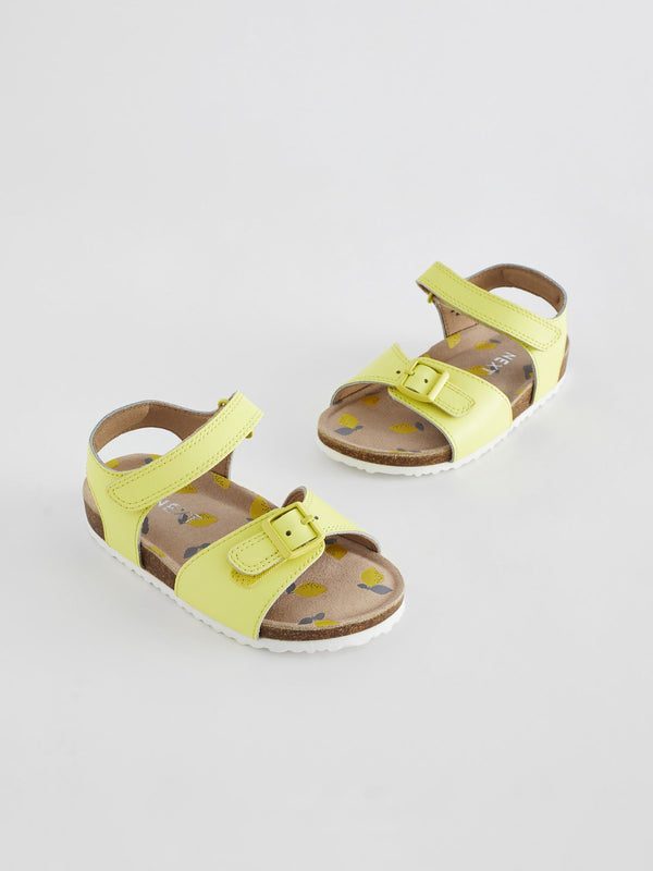 Yellow Standard Fit (F) Leather Corkbed Sandals